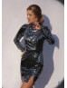 High Neck Glitter Black Latest Party Dress
